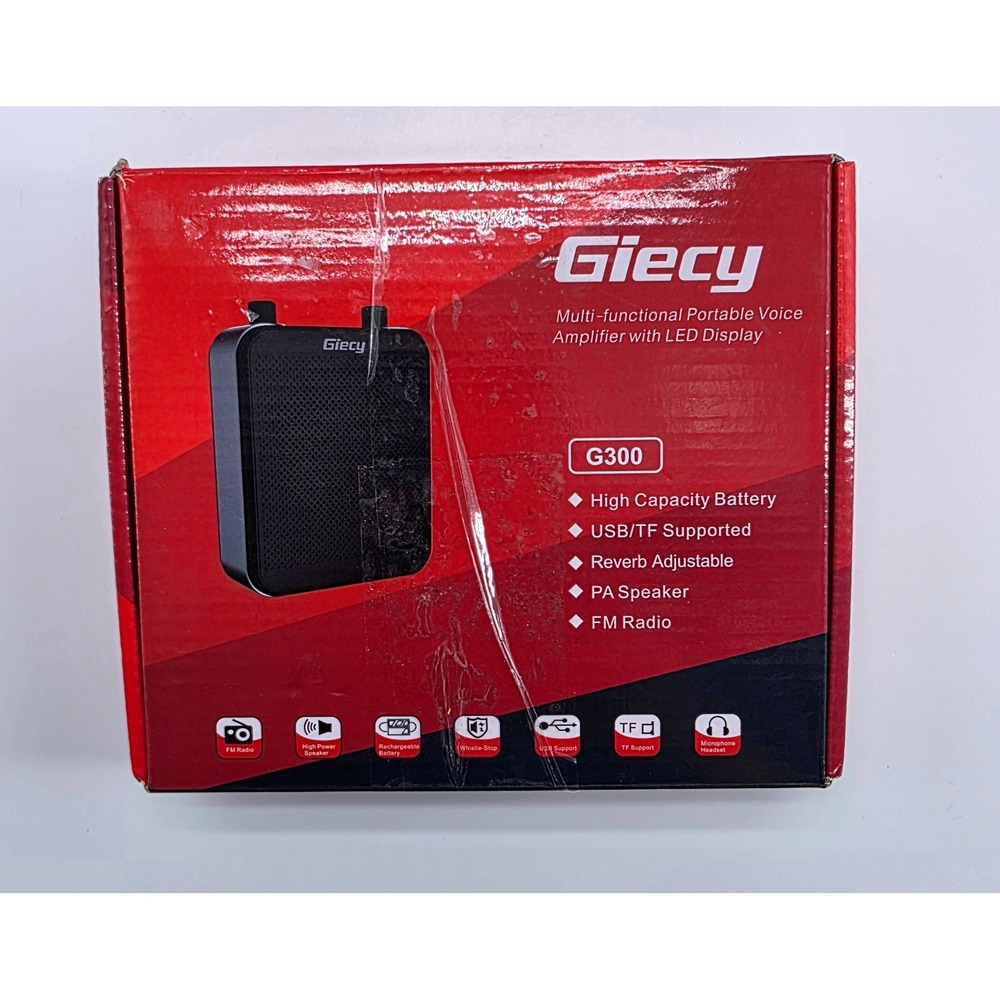 Giecy G300 Portable Voice Amplifier 30W PA Speaker with Wired Headset Mic Black‎